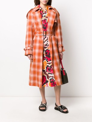 Marni Boxy Fit Checked Trench Coat