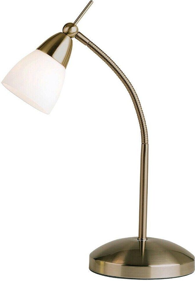 Loops Touch Dimmer Table Lamp Light Antique Brass & Glass Shade Classic