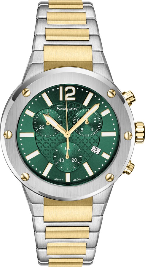 Ferragamo F-80 Two-Tone Chronograph Watch 42mm