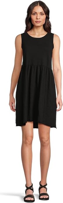 Mod-o-doc Drop Shirred Waist Tank Top Dress Women's Dress Black : LG (US 12-14), Cotton