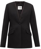 Thumbnail for your product : Jil Sander P.m. Collarless Wool Tuxedo Jacket - Black