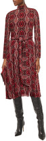 Thumbnail for your product : Alice + Olivia Belted printed jersey and crepe de chine midi dress