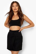 Thumbnail for your product : boohoo Woven Knot Detail Wrap Mini Skirt