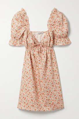 Reformation + Net Sustain Channa Ruffled Floral-print Linen Mini Dress - Cream