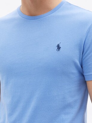 Polo Ralph Lauren Logo-embroidered Cotton-jersey T-shirt - Light Blue