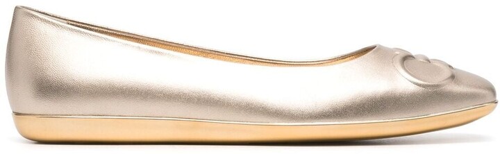 Ferragamo Gancini-motif square-toe ballerina shoes - ShopStyle Flats