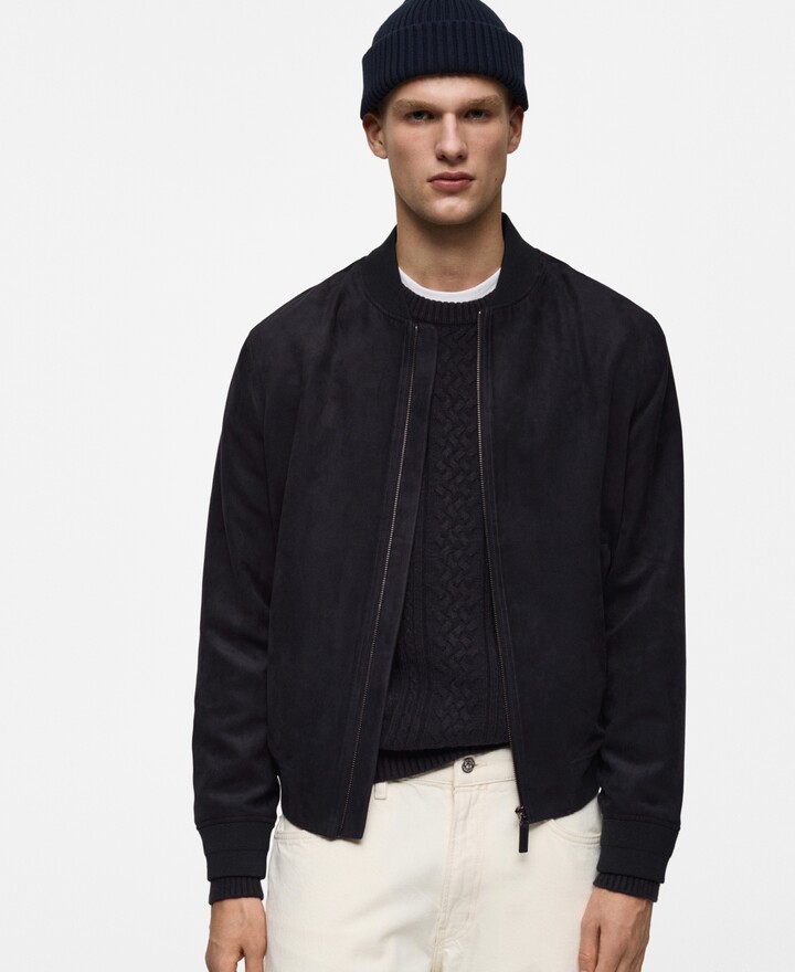MANGO Men's Faux-Suede Bomber Jacket
