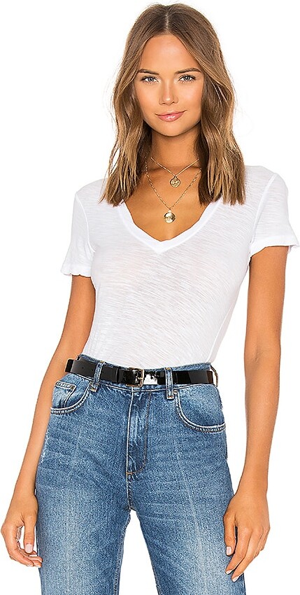 James Perse Casual V Neck Tee with Reverse Binding