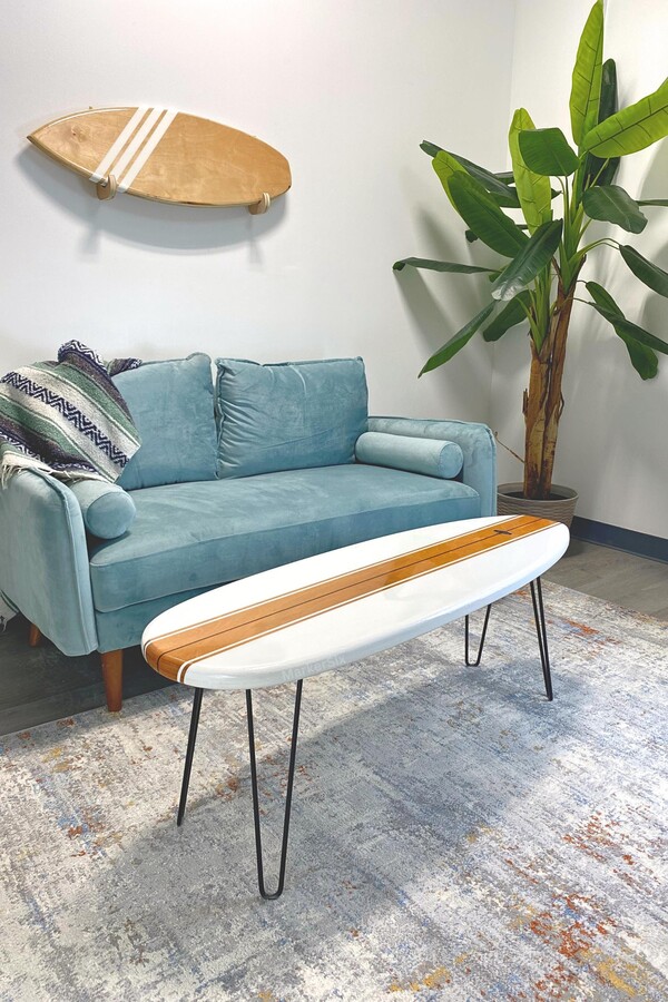 Etsy White & Wood Grain Surfboard Coffee Table