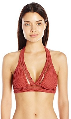 Robin Piccone Women's Sophia Crochet Halter Bikini Top with Adjustable Neck and Back Ties