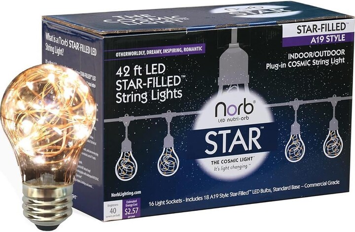 Elecwish NorbSTAR String Light 2W Equivalent 42-Foot A19 Soft White (2700K) Outdoor & Indoor LED String Light (18-Pack)