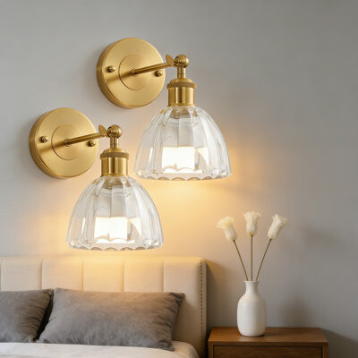 House of Hampton Vintage Wireless Wall Sconces Set Of 2 Battery Operated LED Wall Lights With Remote Control Dimmable Timer 15 Colors Rechargeable Magnetic Base An