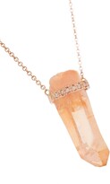 Thumbnail for your product : Jacquie Aiche 14kt Yellow Gold Orange Quartz Pendant Diamond Necklace