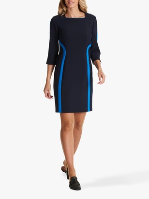 Betty & Co Stripe Detail Square Neck Jersey Dress, Dark Sapphire/Royal Blue