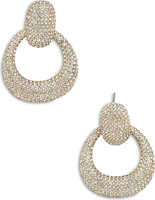 BaubleBar Jordan Pave Doorknocker Drop Earrings in Gold Tone