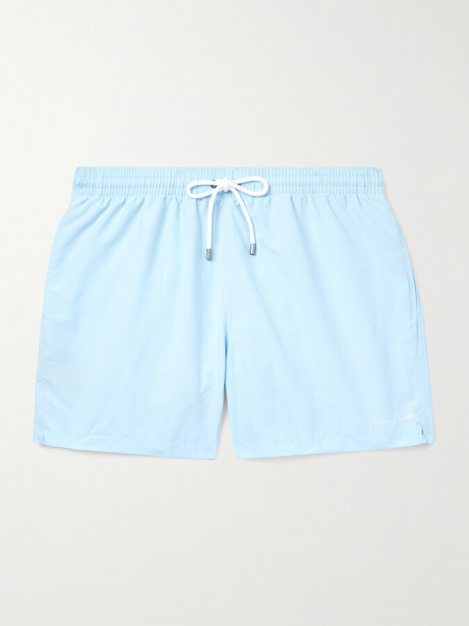 Ralph Lauren Purple Label Straight-Leg Mid-Length Logo-Embroidered Swim Shorts