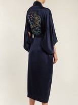 Thumbnail for your product : CHUFY Embroidered Silk Kimono-style Jacket - Navy