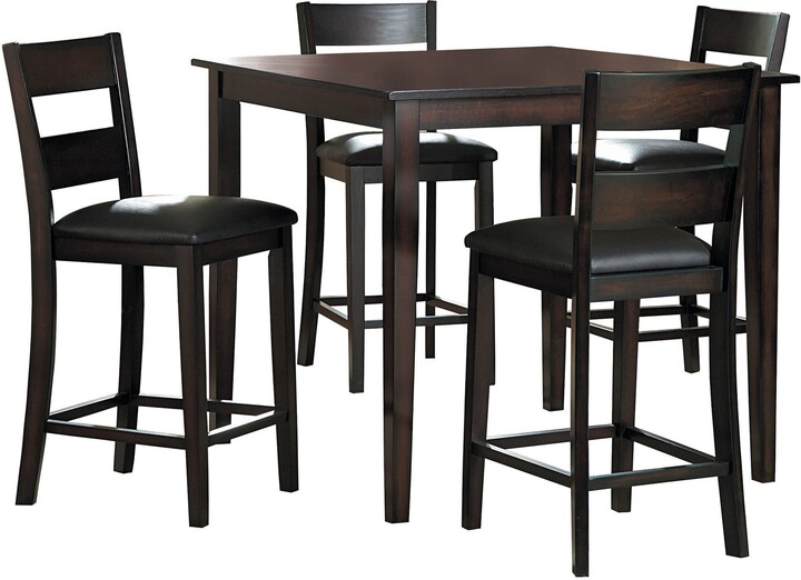 LEXICON Counter Height Dining Table with 4 Wide Ladder Back Chairs