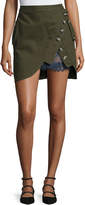 Thumbnail for your product : Self-Portrait Utility Miniskirt with Lace Insert, Khaki