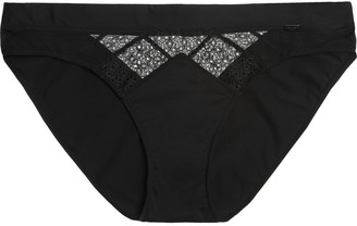 Calvin Klein Underwear Black Fierce tulle and lace-paneled stretch-jersey briefs