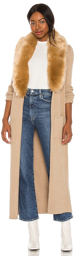 lombardi faux fur long cardigan