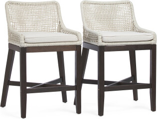 TJMAXX Set Of 2 Indoor Outdoor Grid Weave Rope Counter Stools, Polyester