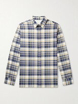 Thumbnail for your product : Officine Generale Arsene Button-Down Collar Checked Brushed-Cotton Shirt