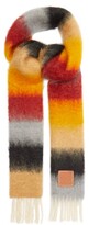 Thumbnail for your product : Loewe Brushed Striped Mohair-blend Scarf - Grey Multi