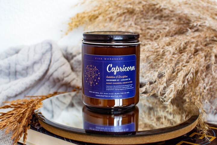 Capricorn Birth Month Candle | Astrology Candle, Zodiac Gift Sign Gift, Personalized