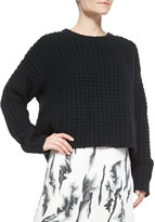 Thumbnail for your product : Elle Sasson Chiara Waffle-Rib Cropped Sweater