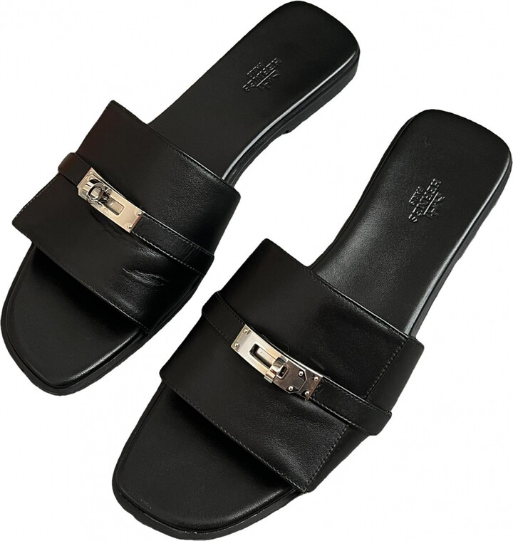 Hermes Leather flip flops ShopStyle