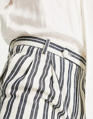 ASOS DESIGN smart tapered pants in white preppy stripe
