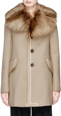 Marc Jacobs Detachable lambskin fur collar twill coat