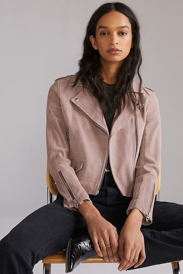 pink suede moto jacket