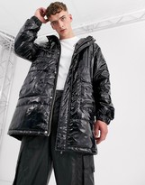 Thumbnail for your product : Reclaimed Vintage shiny puffer mac in black