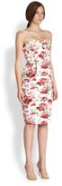Thumbnail for your product : Antonio Marras Strapless Rose Print Bustier Dress