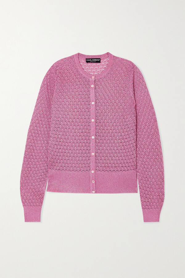 Dolce & Gabbana Metallic Crochet-knit Cardigan - Pink - ShopStyle