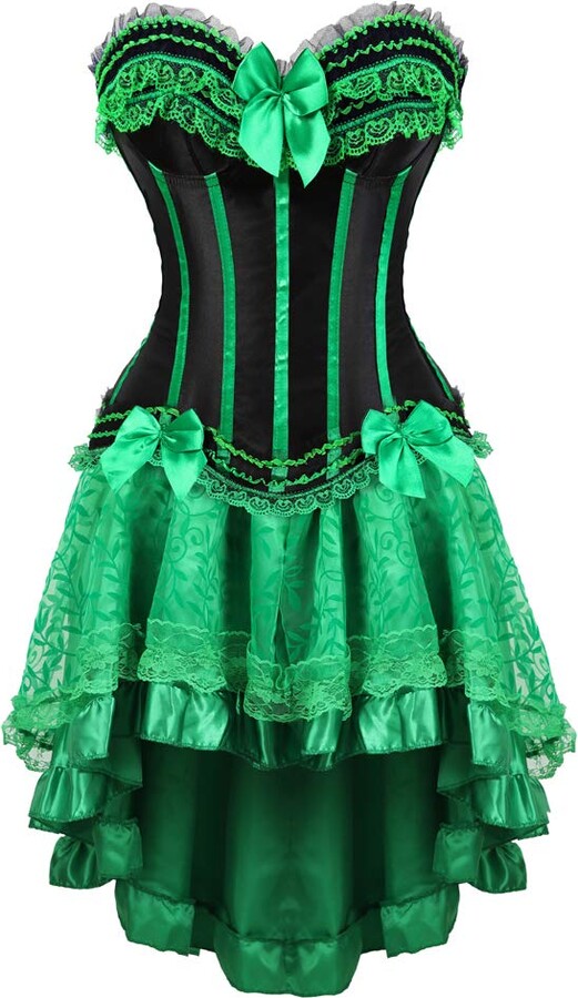 Grebrafan Plus Size Pushup Slimming Padded Corsets with Fluffy Pleated