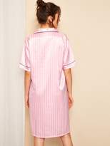 Thumbnail for your product : Shein Striped Button-up Satin Shirt Dress