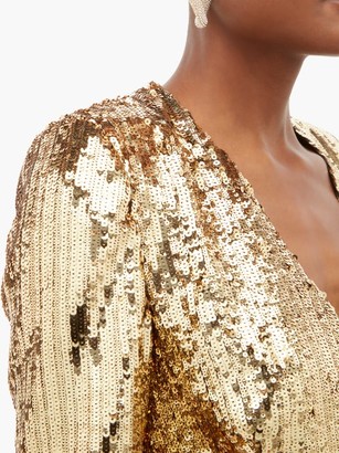 Borgo de Nor Gisele V-neck Sequinned Maxi Dress - Gold