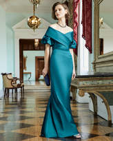 Thumbnail for your product : Rickie Freeman For Teri Jon Off-the-Shoulder Portrait Puff-Sleeve Taffeta Evening Gown