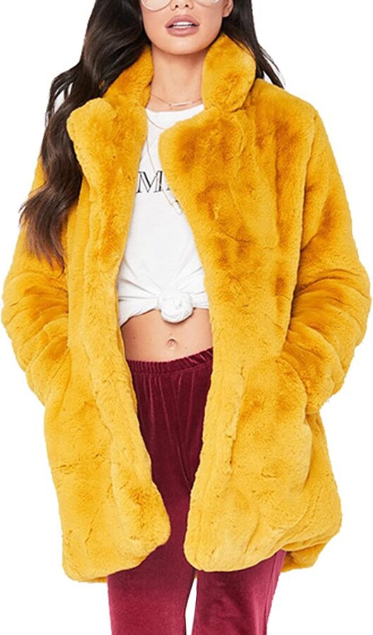 yellow shearling coat