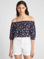Thumbnail for your product : Long Sleeve Floral Print Off-Shoulder Top