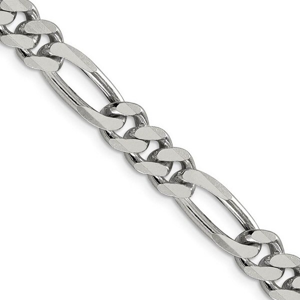 Black Bow Jewelry Co. BlackBowJewelryMen's8mmSterlingSilverSolidFigaroChainBracelet8Inch