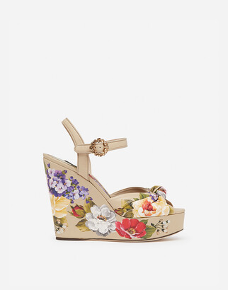 Dolce & Gabbana Nappa leather wedge sandals with floral print