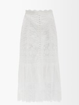 Lorna Floral-lace Midi Skirt - Ivory 