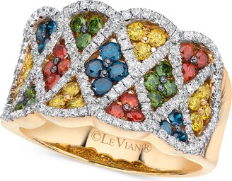 LeVian Exotics Multicolor Diamond Harlequin Statement Ring (1-5/8 ct. t.w.) in 18k Gold