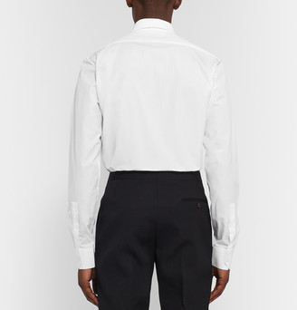 Saint Laurent White Slim-Fit Pintucked Cotton-Poplin Shirt