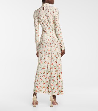 Paco Rabanne Floral stretch-crepe midi dress