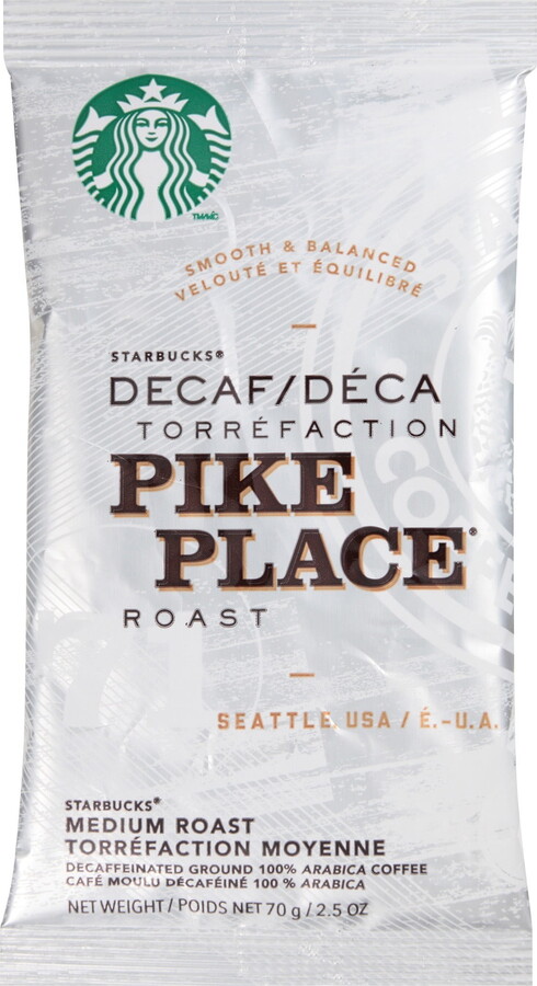 Starbucks Decaf Pike Place Coffee Pack - Medium - 2.5 Oz Per Packet - 18 / Box